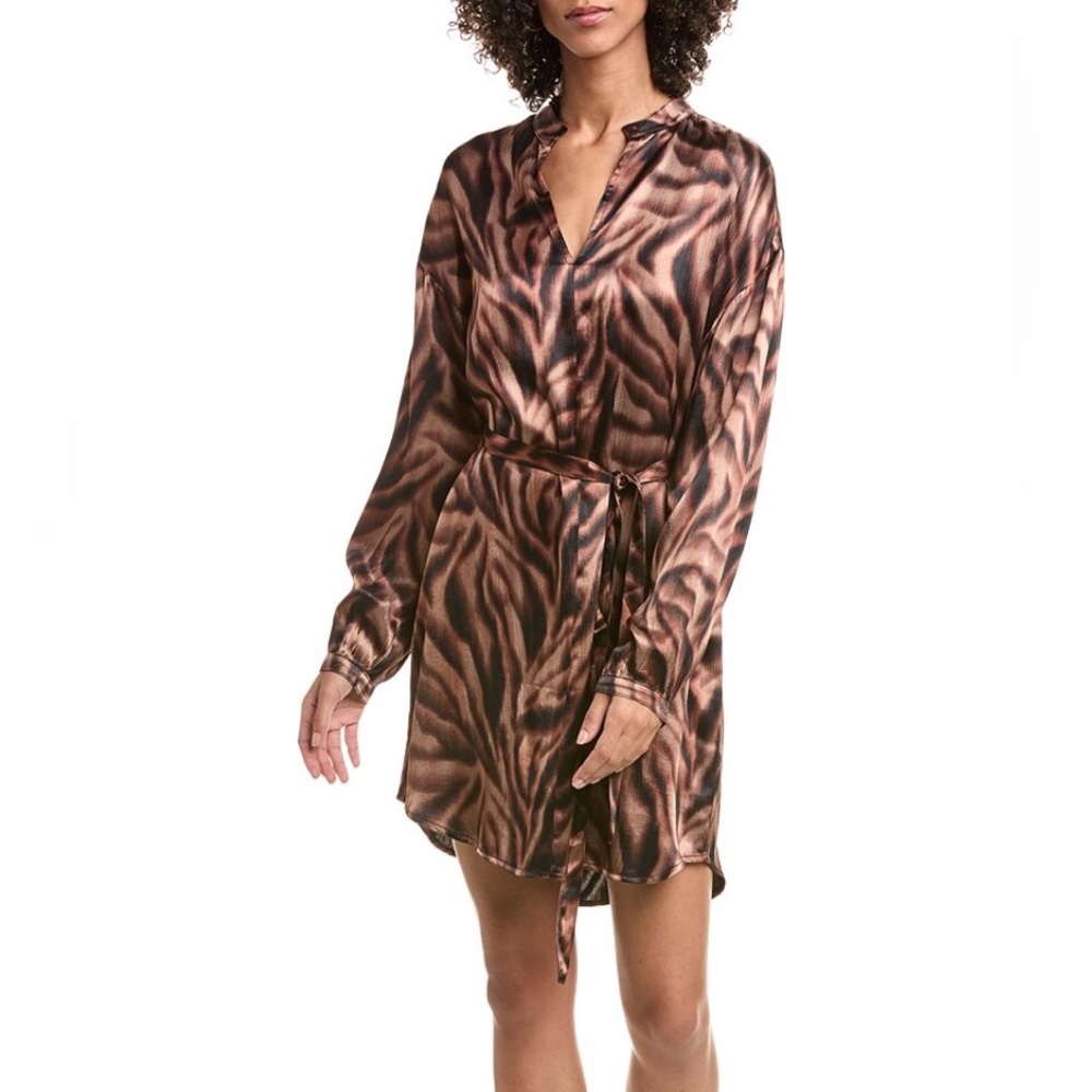 Animal Print Long Sleeve Printed Midi Dress